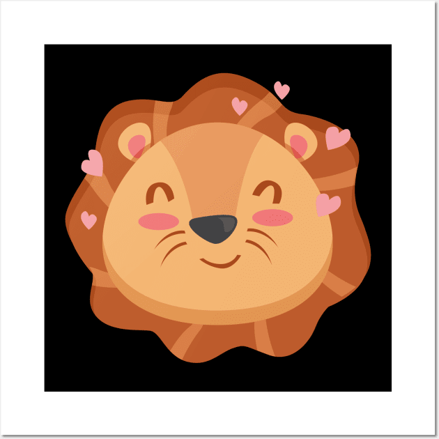 Cute Lion Cartoon Animals Character Design Wall Art by BrightLightArts